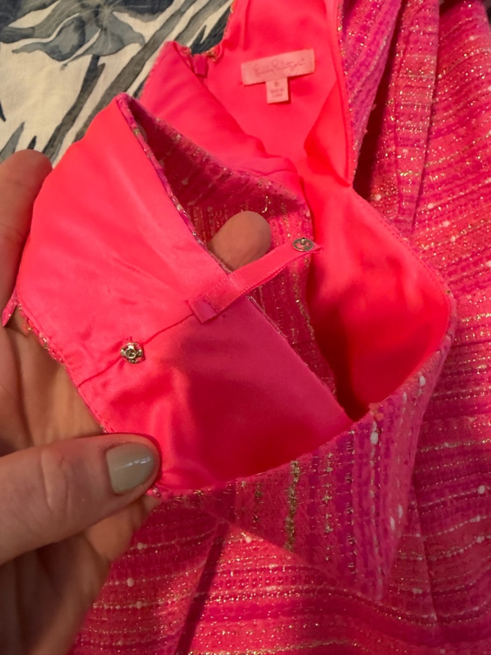 *EUC* Lilly Pulitzer Hot Pink Tweed Metallic Sheath Dress - Picture 3 of 10